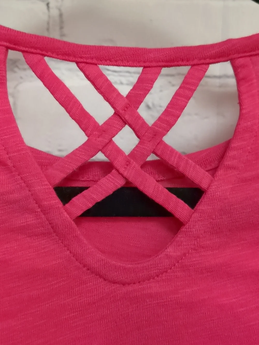 GAP Hot Pink Short Sleeve Tee with Crisscross Back Detail